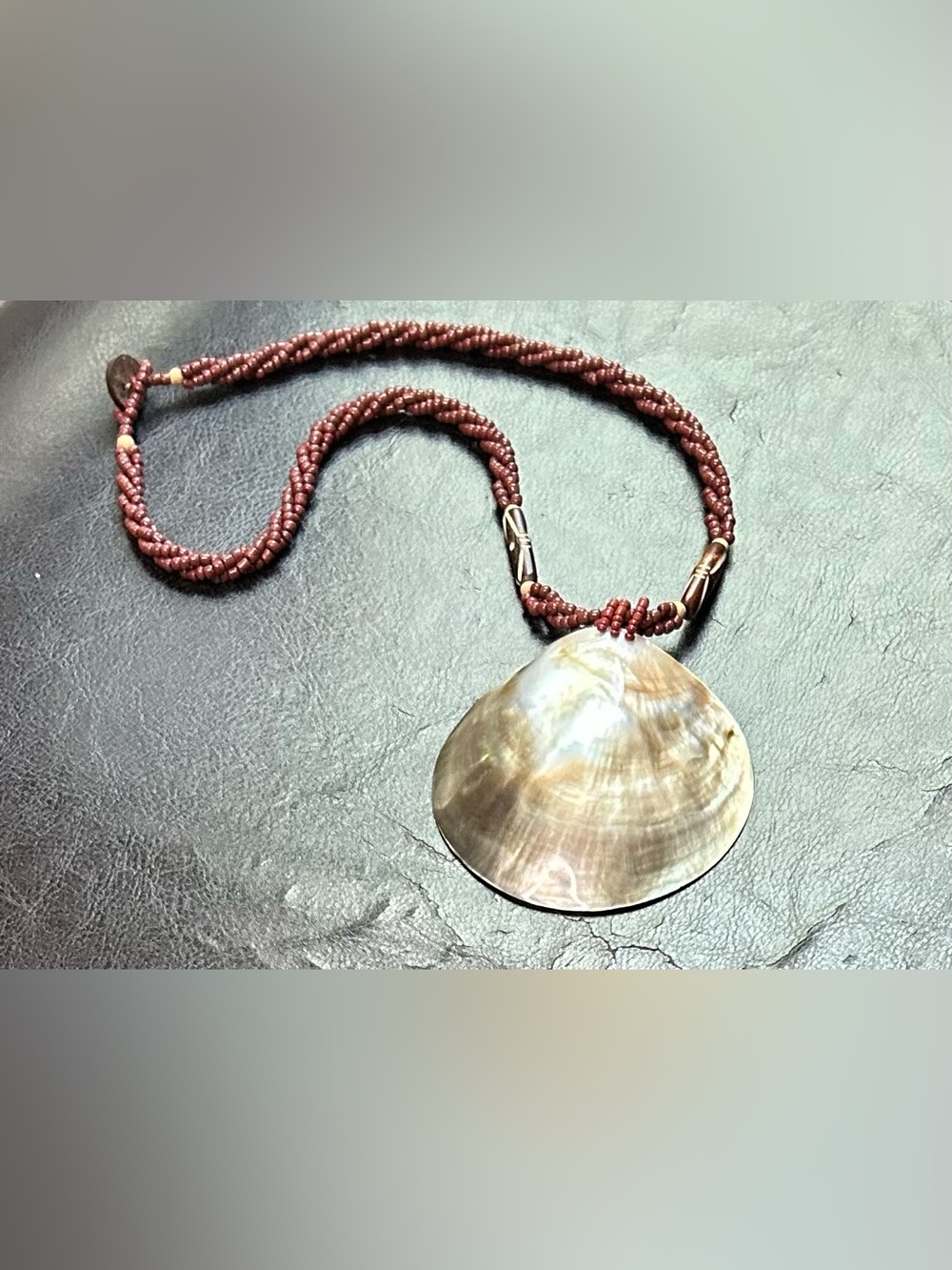 Boho-style Statement Necklace with Mother of Pearl Shell Pendent